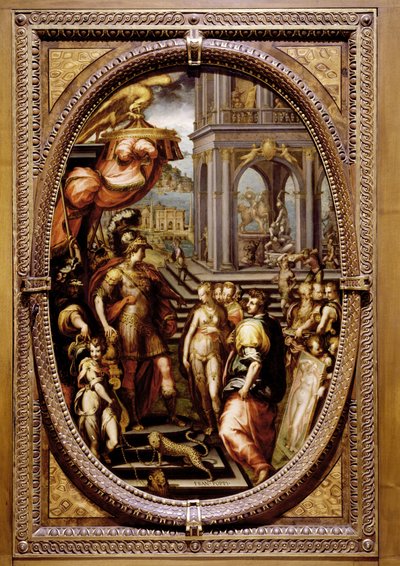 Alessandro Magno dona Campaspe ad Apelle, 1572 da Maso da San Friano